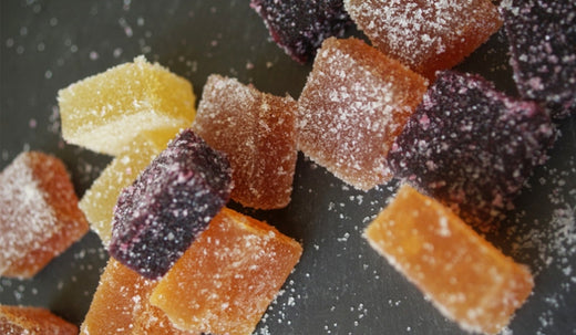 Selection of mixed fruit jellies.